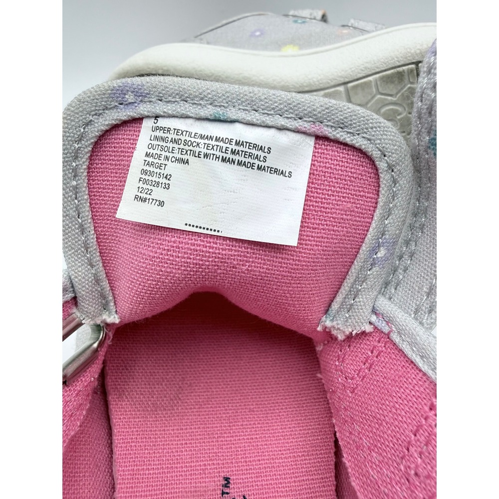 Cat & Jack Baby Girl's Sneakers Size 5 Gray Floral‎ Canvas Shoes Toddler - Picture 7 of 7